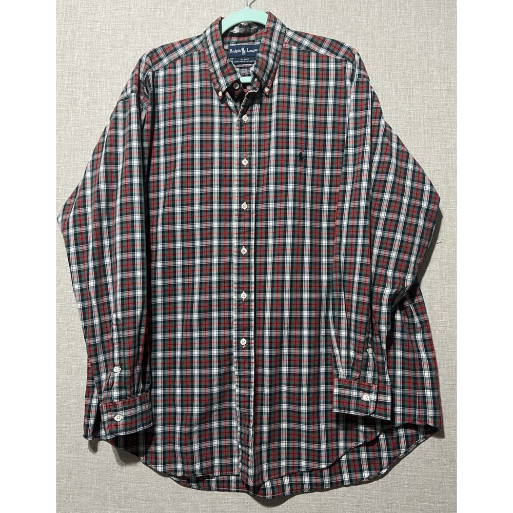 Ralph Lauren Button Up Shirt Mens XL Multicolored Tartan Plaid Blake Classic